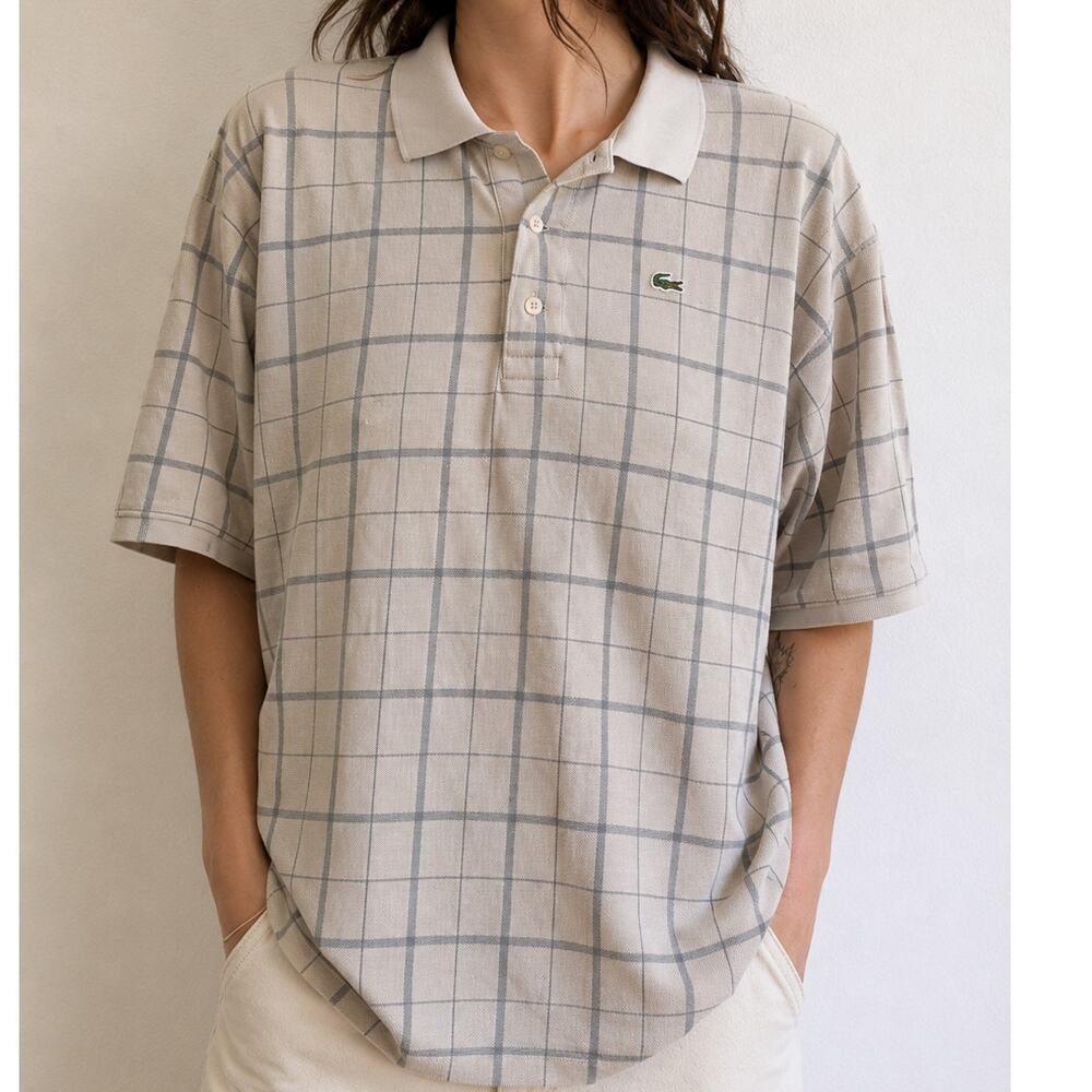 Vintage Lacoste Made in France Plaid Polo Shirt Preppy Size 9 /Oversized/ 2XL